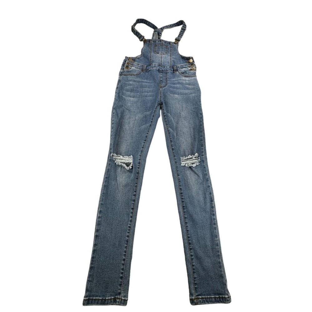 American Bazi Distressed Overalls Denim Bib Womens Size M Jumpsuit Blue Jean